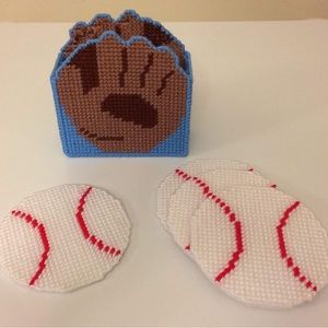 New Baseball Drink Coasters Mitt and Baseballs Decorative for Home, Dining, Bar